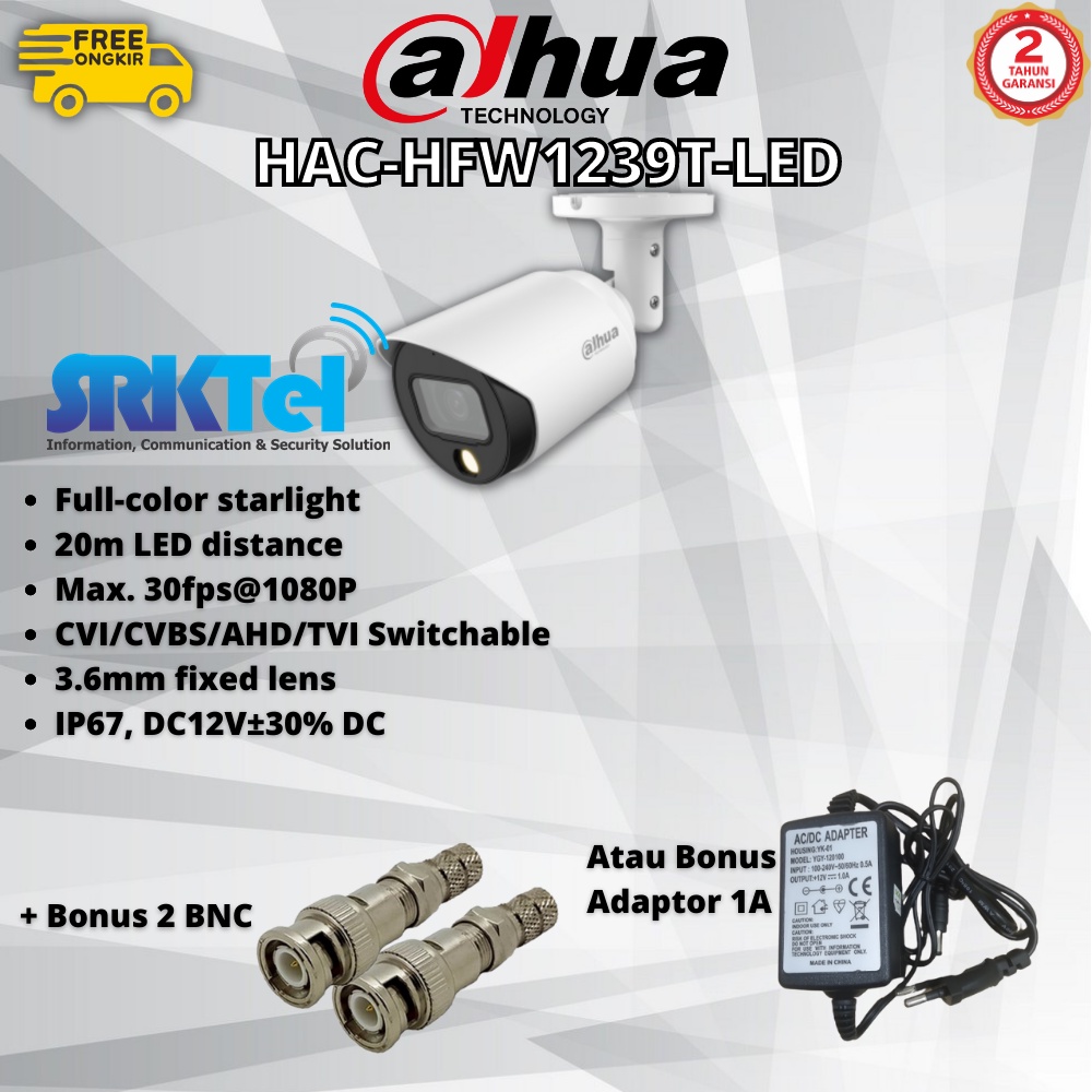 DAHUA HAC-HFW1239TP-LED Kamera CCTV 2MP 1080p Kamera Fullcolor Outdoor