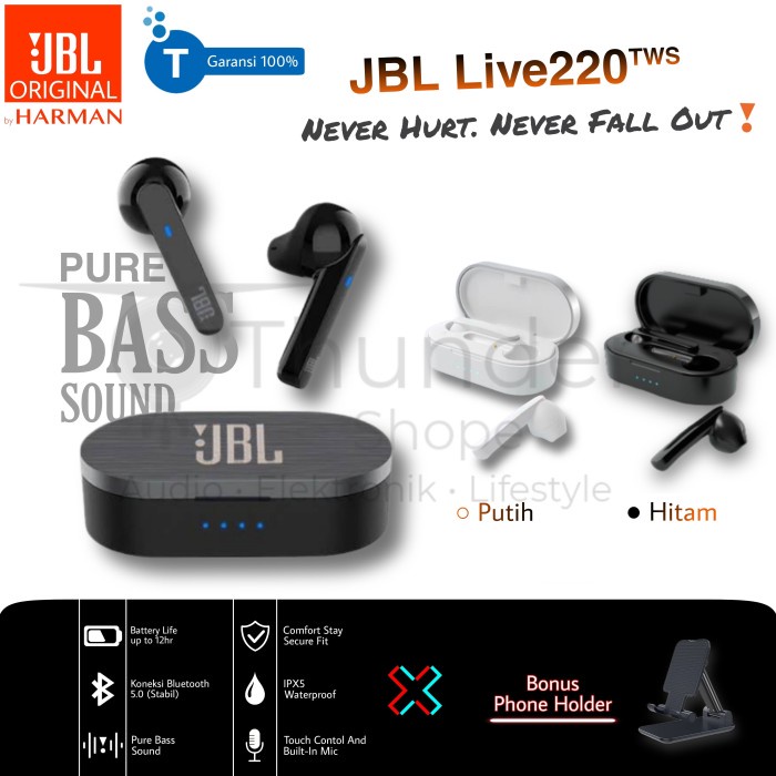 Terlaris Jbl Live 220 Tws Headset Bluetooth Earphone Wireless Super Bass Tws