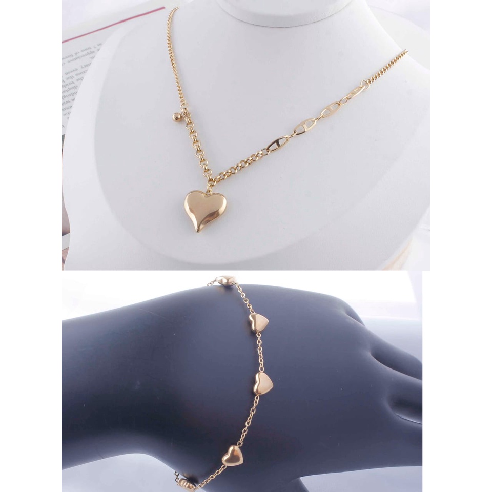 Set Perhiasan Titanium Kalung Love Dan Gelang Fashion Jewelry 183/560