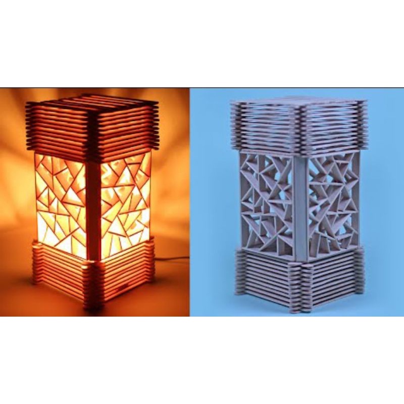 LAMPU TIDUR AESTHETIC RUSTIC KERAJINAN TANGAN KAYU STIK ES KRIM