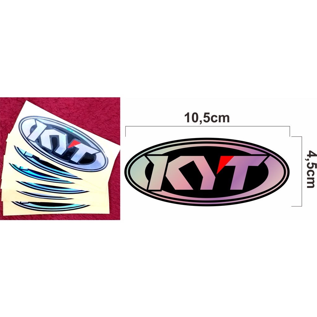Stiker cutting logo KYT hologram background hitam, sticker KYT