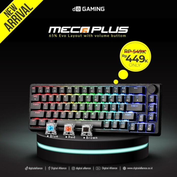 Terlaris Digital Alliance Meca 6 Plus Rgb - 65% With Knob Mechanical Keyboard