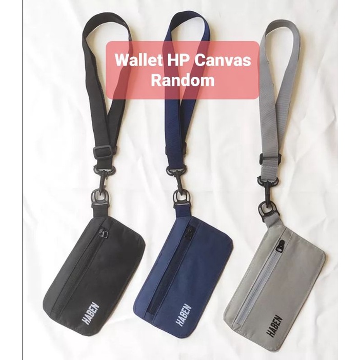 Tas Kalung Android - Dompet HP Universal di Leher- Hanging Wallet Canvas Pria Wanita