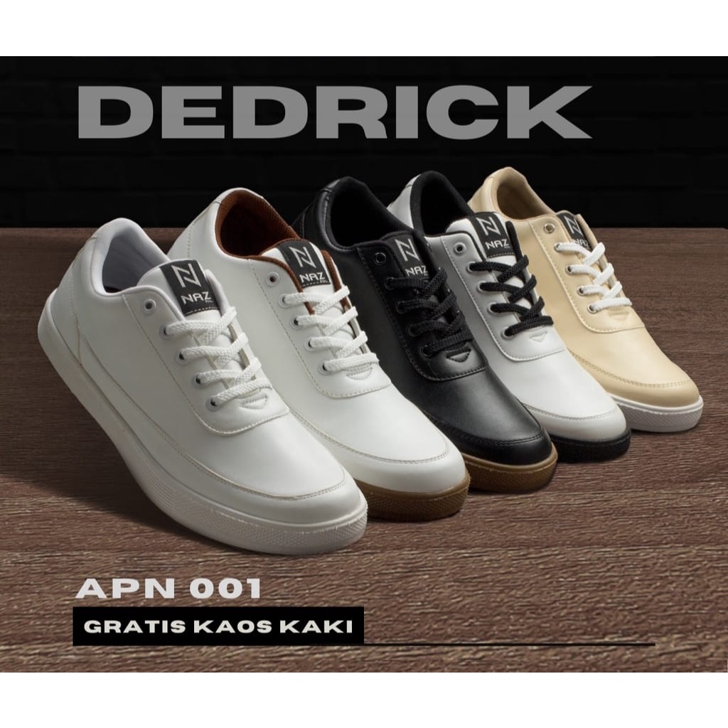 NAZ DEDRICK - Sepatu Sneakers Pria Kasual Sintetis Putih Sol Dijahit Sepatu Kets Pria 100% ORIGINAL