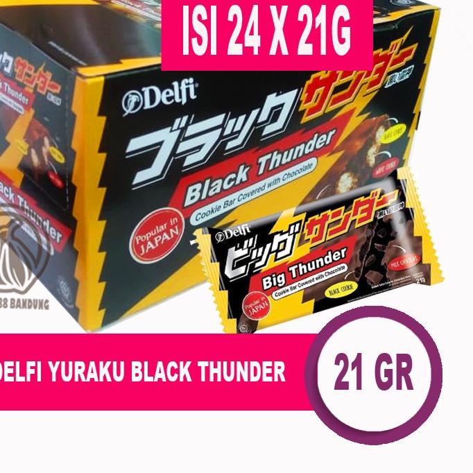 

♫ DELFI YURAKU BLACK THUNDER BOX ISI 24 PCS X 21 GR/GRAM, COKELAT COOKIE BAR BLACK TUNDER 24PC X 21GR ✹