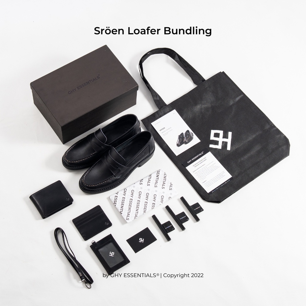 GHY ESSENTIALS Paket Bundling - Sröen Loafer + (Eau De Parfume/Chauman Wallet/Jethize Cardholder/Clero Lanyard, Tinqeer Keychain, Goodie Bag)