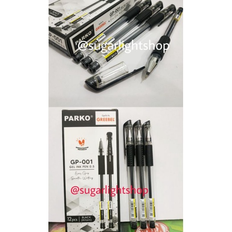

(1 lusin/12pcs) Bulpen Gel 0,5 mm Hitam Parko Greebel GP-001 Puplen Ballpoint Gel Pen