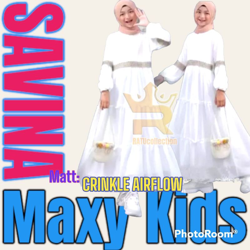 [ Bisa Bayar COD ] GAMIS DEWASA XL SAVINA MAXY KIDS CRINKLE AIRFLOW  by AL isza hijab
