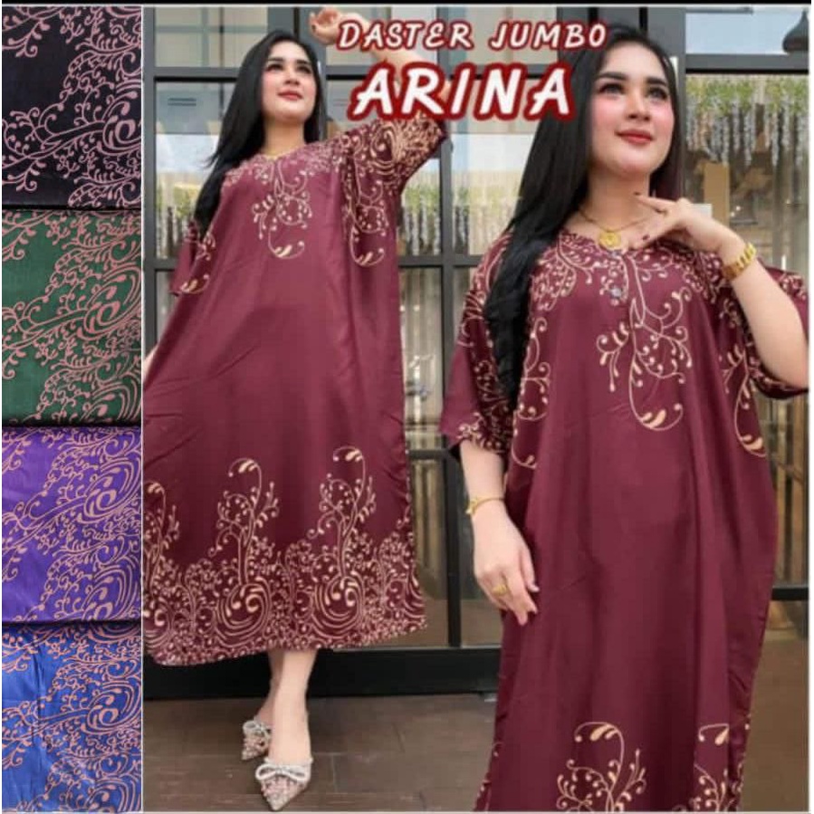 DASTER JUMBO BUSUI KEKINIAN MOTIF ARINA  KANCING DEPAN LD 130-135CM