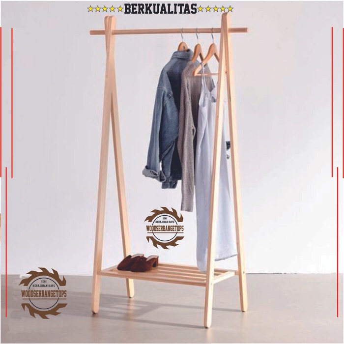 Stand Wood Stand Hanger Gantungan Baju Kayu Minimalis Rak Gantungan Hanger