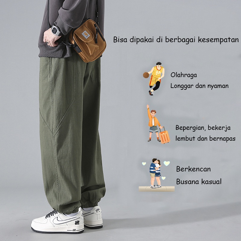 Celana Cargo Jogger Panjang Pria Korean style celana Olahraga Sport Jogging jumbo pria celana panjang lurus longgar celana casual pria Cargo Baggy Pants