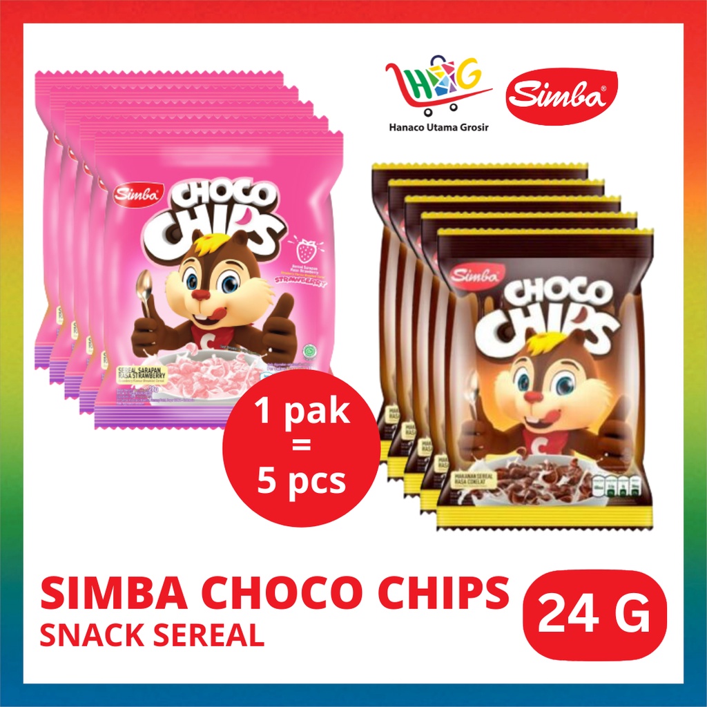 Simba Choco Chips Sereal Cokelat / Strawberry 24 Gram [ 1 PAK ]