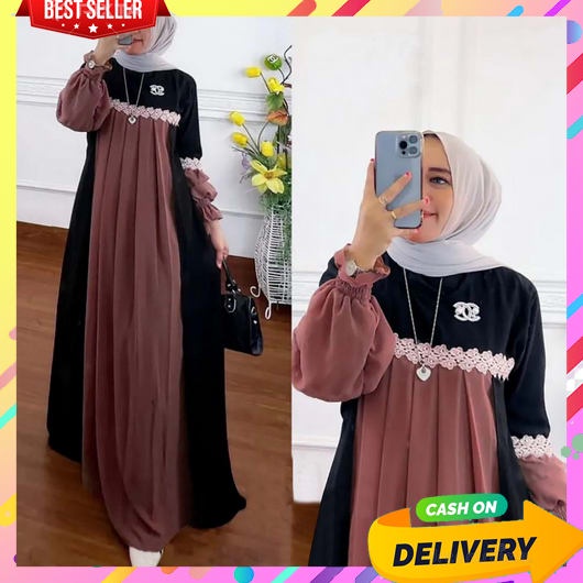 Gamis Lebaran Dewasa Terbaru Remaja Cewek Mewah Maxi Dres Import Panjang Games2022 Pengajian Muslima