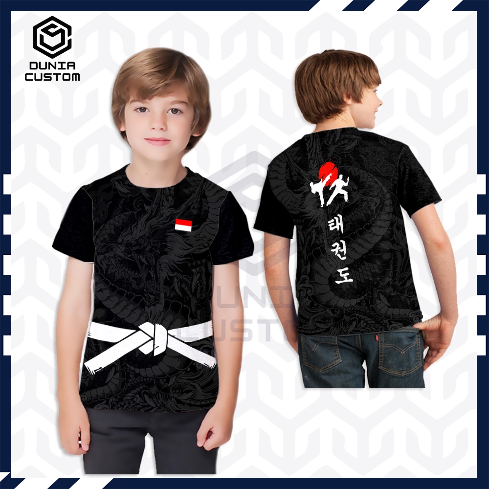 Kaos taekwondo anak - Baju Kaos Taekwondo Lengan Panjang Fullprint