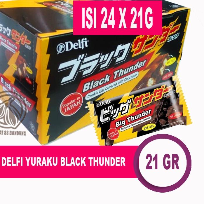 

✫ DELFI YURAKU BLACK THUNDER BOX ISI 24 PCS X 21 GR/GRAM, COKELAT COOKIE BAR BLACK TUNDER 24PC X 21GR ✩