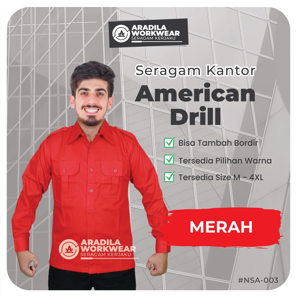 Baju Pdl Tangan Panjang Polos Merah Kemeja Hitam Putih Biru Dongker Nevi Merah Seragam Kerja Kantor