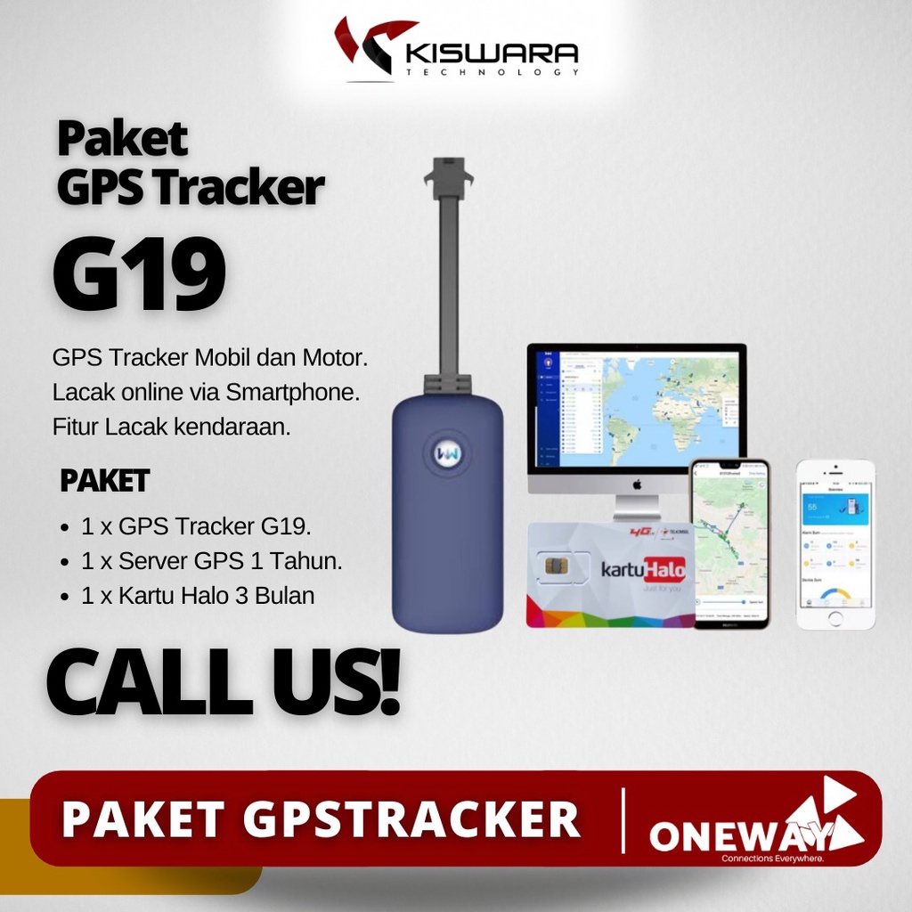 PAKET GPS SIAP PAKAI OneWay GPS Tracker OW-G19S 2G plus kartu 6bulan