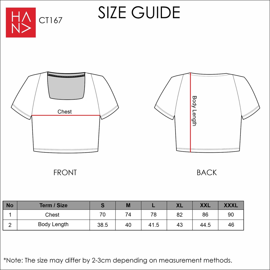 Hana Fashion - Anka Basic Square Neck Crop Top wanita - CT167