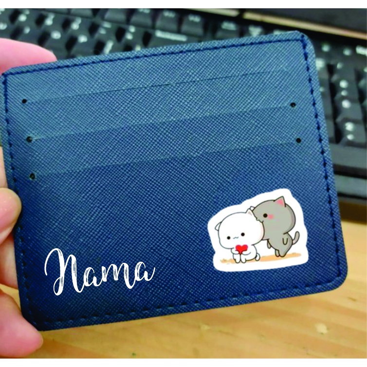 DOMPET KARTU / CARD WALLET DESIGN KUCING GEMOY FREE TULIS NAMA