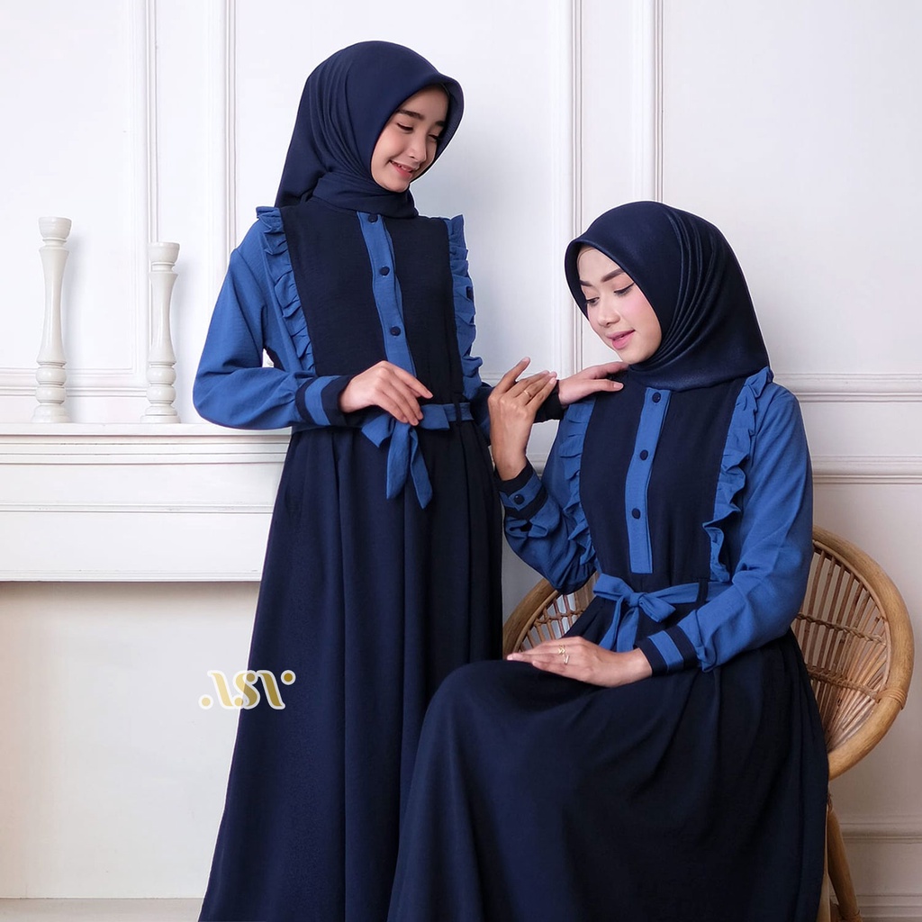 JUAL TERPISAH | Ganiya Gamis Couple Mom and Kids Kembaran Ibu Anak Kakak Adik Bahan Airflow Crinkle Baju Lebaran Keluarga Original ALSAVA