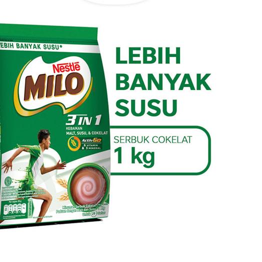 

TERLARIS MILO 3in1 ACTIV-GO Susu Coklat Pouch 1kg !