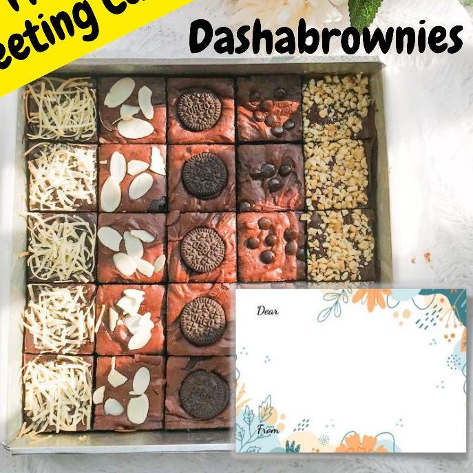 

➧ Dasha Fudgy Brownies Shiny Crust Dark Chocolate sekat ukuran 20x20 cm isi 25 pcs ☟