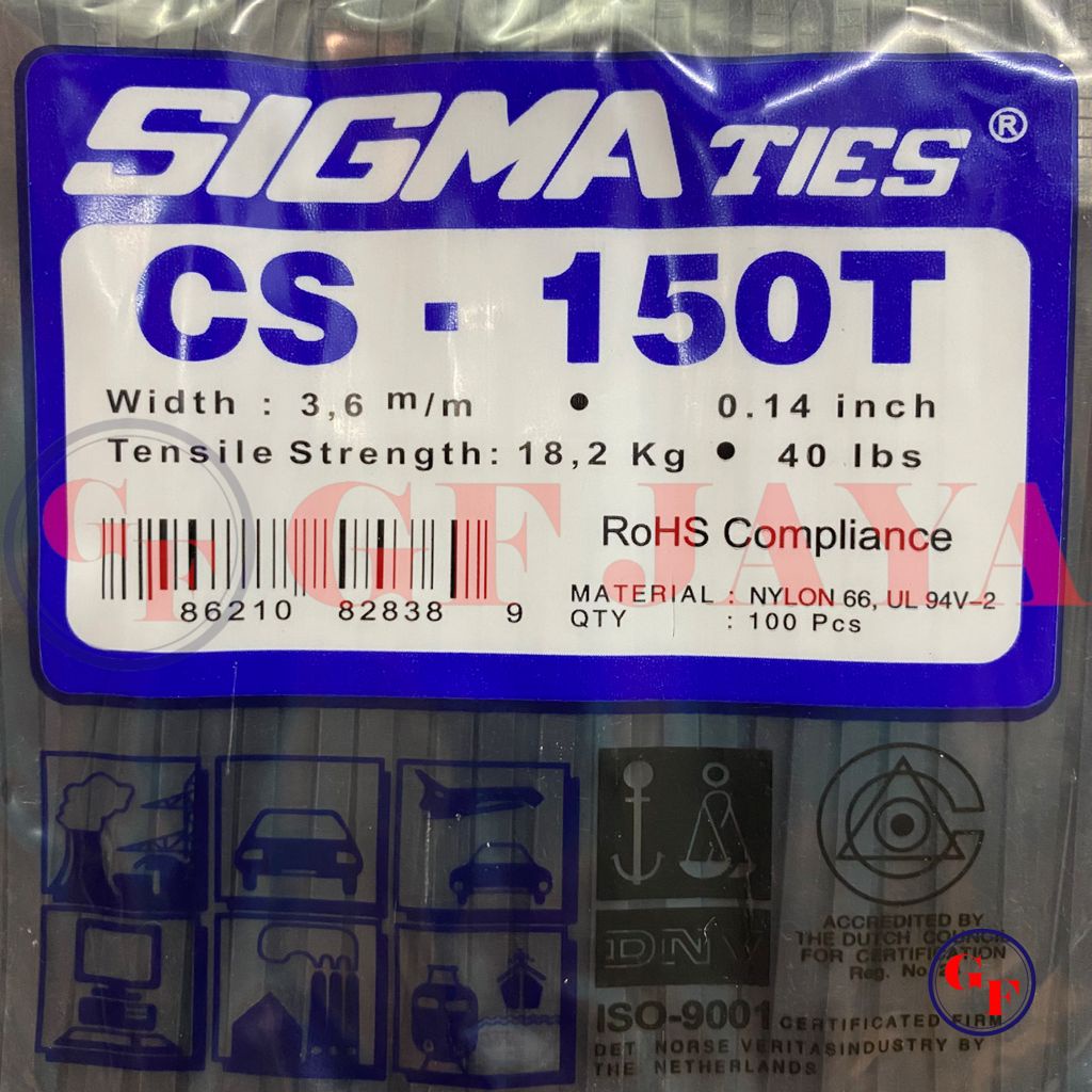 

Kabel Ties Sigma CS-150T 15cm x 3.6mm Hitam / CS150T CV150 CV 150 T 15 cm 150mm 3.6 mm 3,6 / Cable Tie Tis Tali Pengikat Insulock Insulok Warna Black