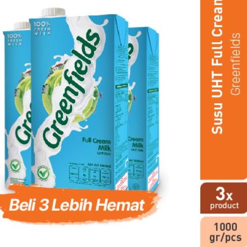 

☞ Susu Greenfields UHT Full Cream 1 L - Paket Isi 3 ✪