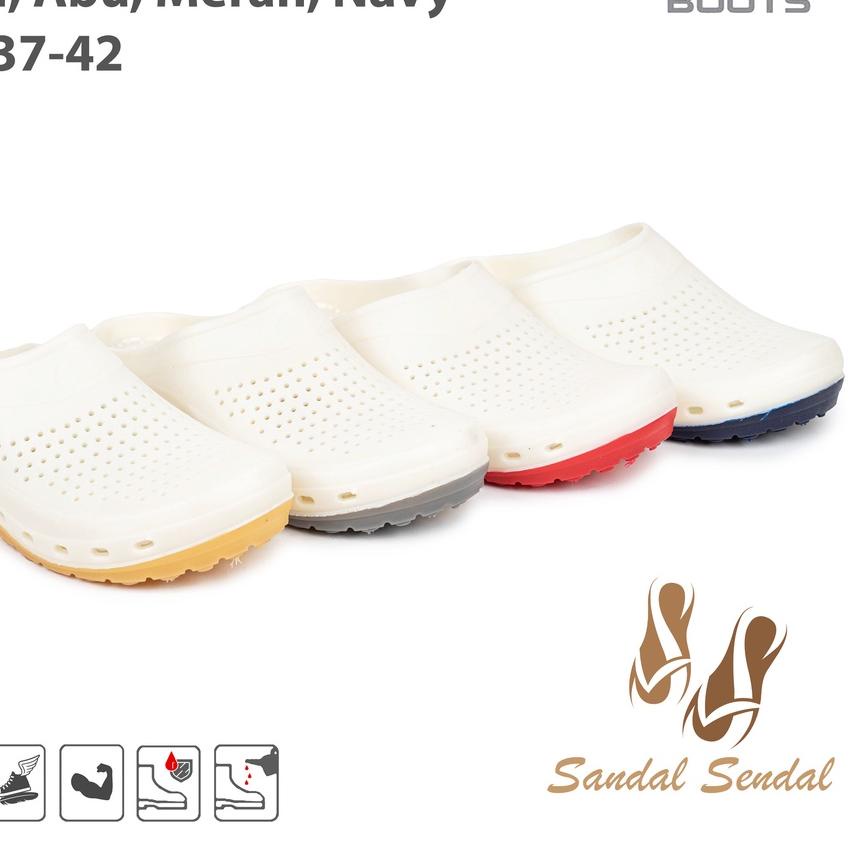 Sandal Slop AP CLOGS PUTIH - Sandal AP Boots Karet Anti Slip