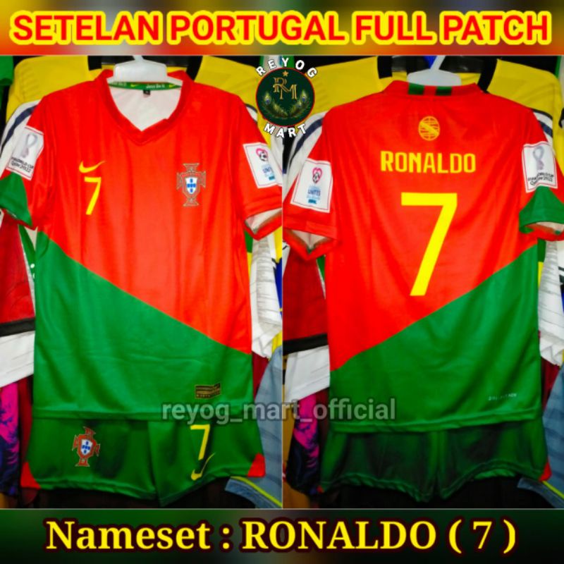 SETELAN KIDS PORTUGAL HOME FULL PATCH WORLD CUP 2022 RONALDO 7 JERSEY ANAK PRINTING SEMI GO