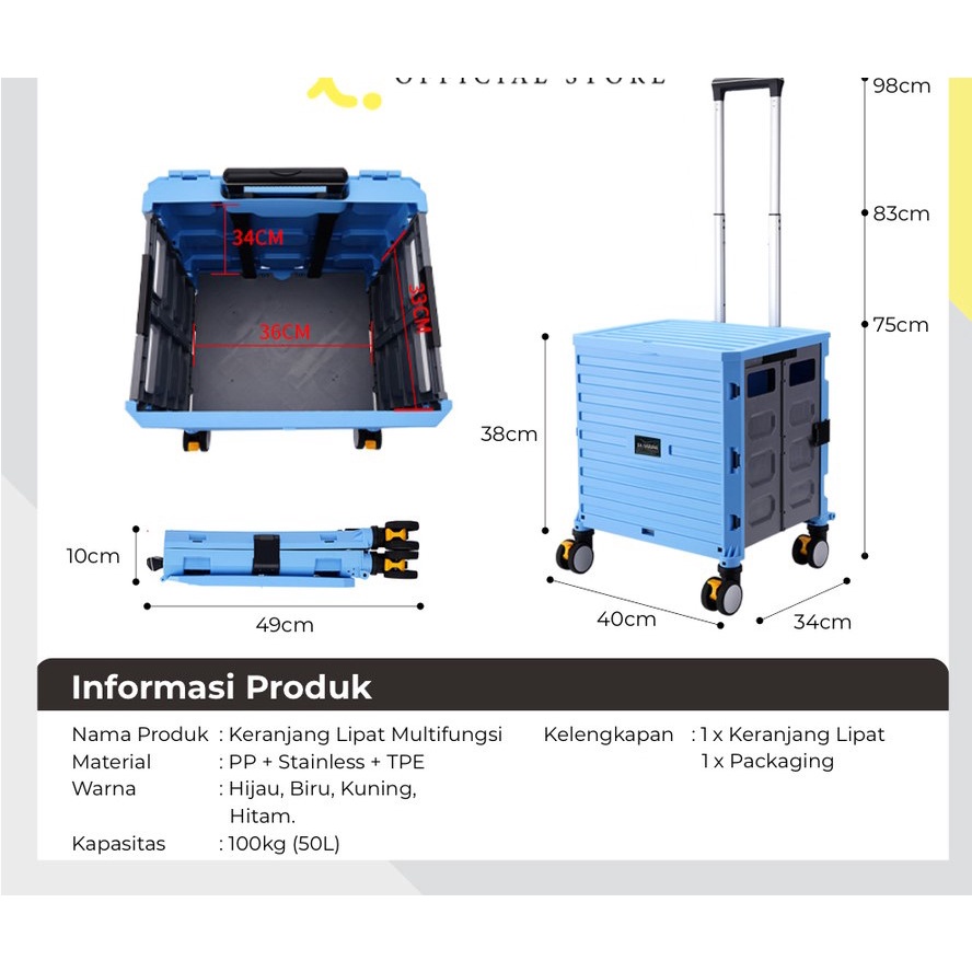 Barangunik2021 - Trolley Troli Lipat Anjing Dog Stroller Keranjang Belanja Serbaguna / Troli Lipat Serbaguna