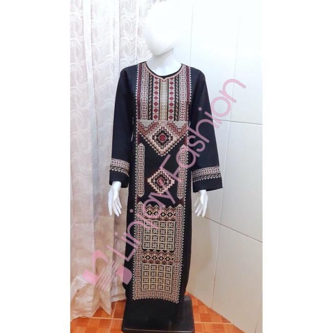 Gamis Hitam Bordir / Gamis Arab / Abaya Hitam Bordir / Bordir Tasik