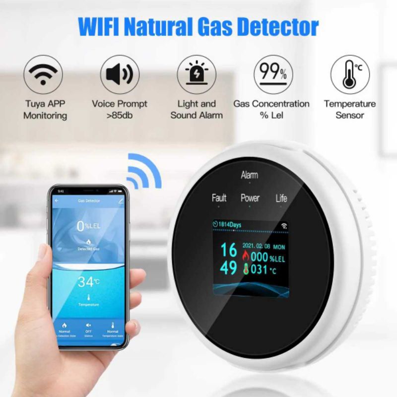 Fengdu Alat Deteksi Gas Bocor Gas Leak Detector Alarm Wifi LCD Screen - FD200