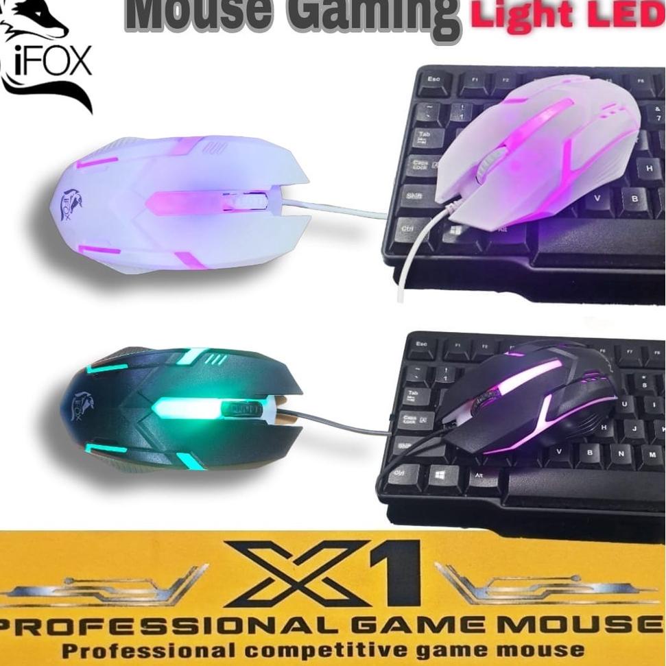 PROMO Mouse Kabel Gaming X1 IFOX LED Cable Mouse Game RGB Colorful 7 LED light 9RS BY MINIGO