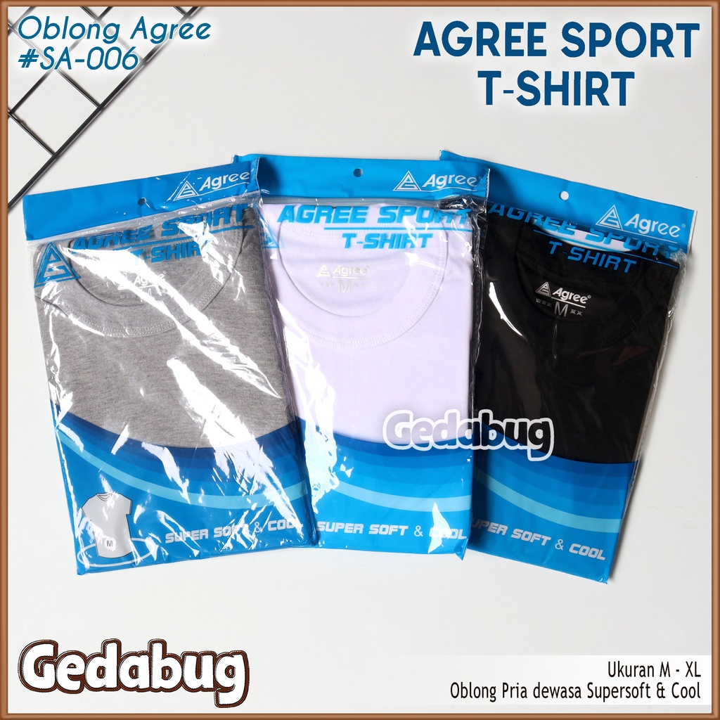 KAOS OBLONG Pria T Shirt AGREE SA 006 | Kaos dalem pria dewasa Polos O-Neck SA-006 | Gedabug