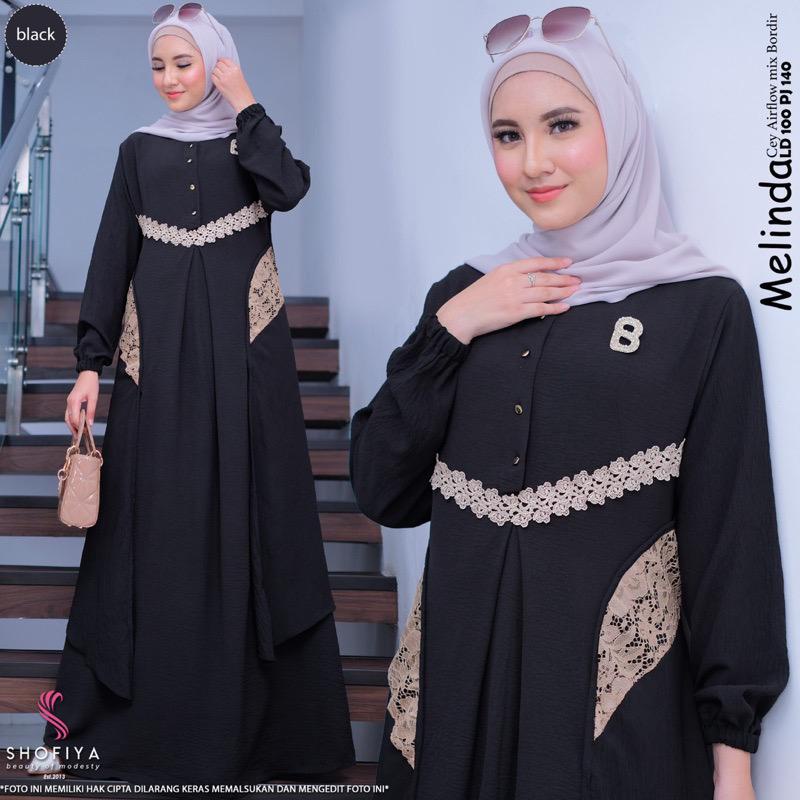 Gamis Terbaru Melda Maxy Dress Brukat Baju Kondangan Wanita Kekinian Melinda Dress Ori Shofiya Crinkle AirFlow Gaun Pesta Muslimah