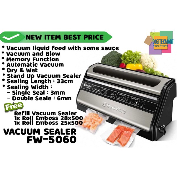 Seal Vacuum Sealer Komersil Freshworld Fw-5060 Basah Dan Kering Emboss