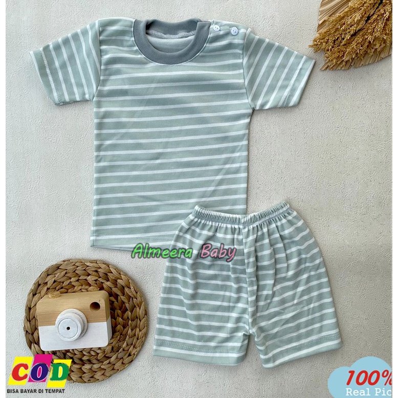 Setelan Baju Bayi Piyama Bayi Lengan Pendek Motif Printing Usia 3-12 Bulan Anababy