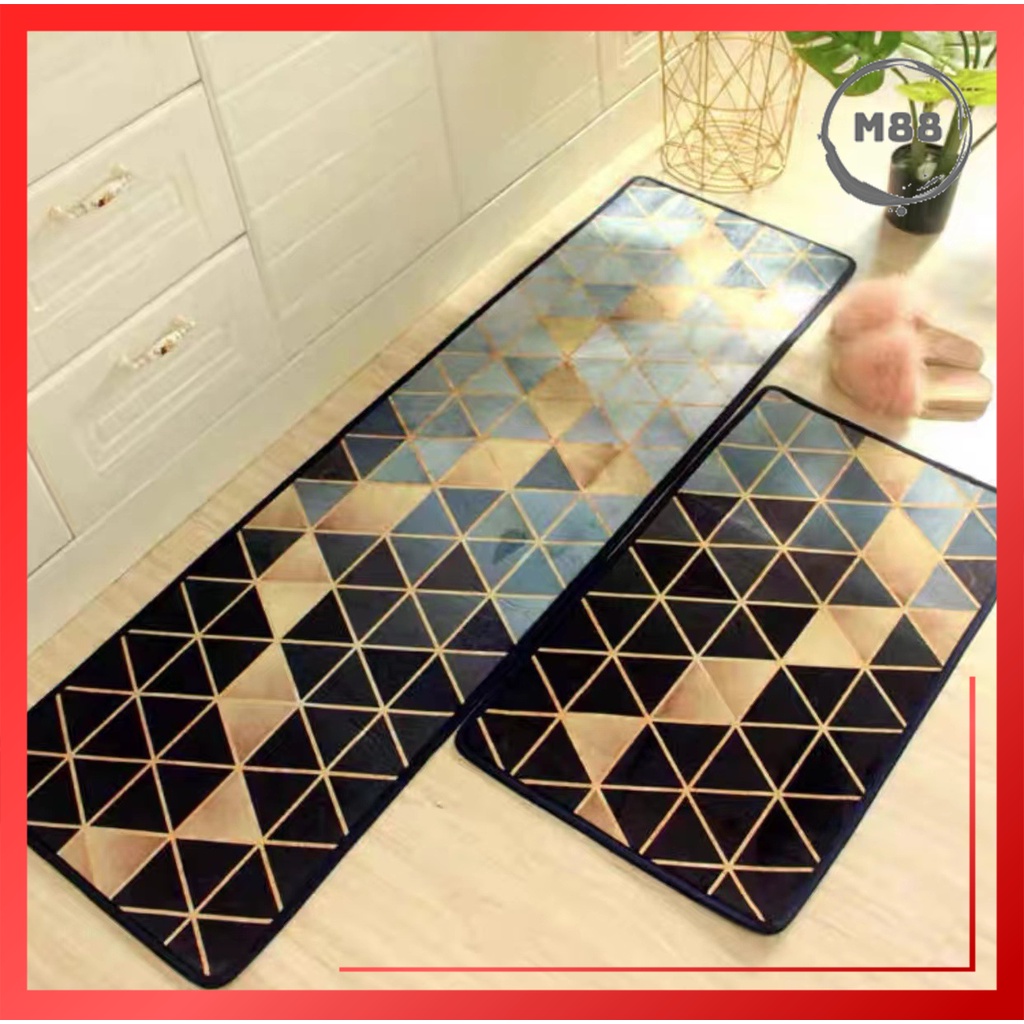 MARKAS88 Keset Kaki Dapur 2 in 1 Tebal Anti Slip Keset Alas Lantai Kamar Tidur Rumah Dapur Alas Kaki Kitchen Floor Mat Motif Premium