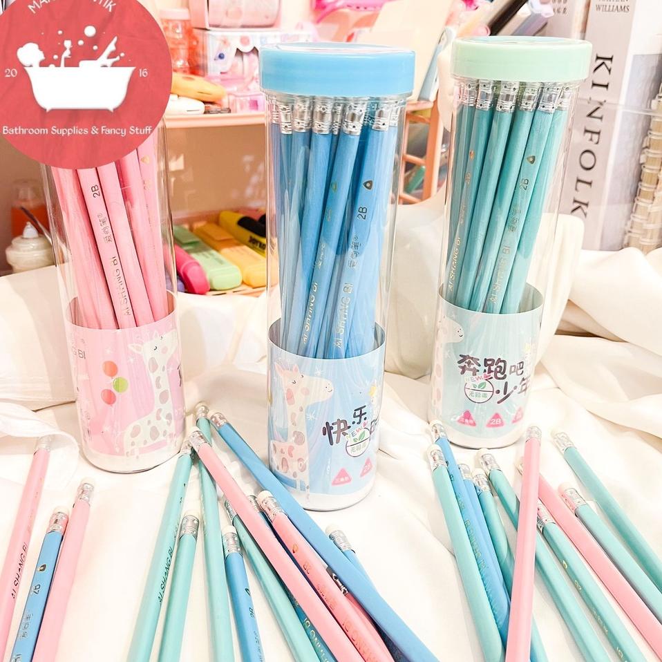 

Cuma hari ini Pensil 2b Aishing warna pastel biru tosca pink Jual per 12 pcs (perbox) 1 LUSIN pensil dengan penghapus Alat Sekolah