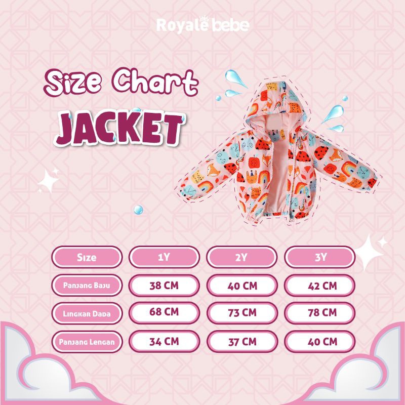 ROYALE BEBE JACKET I'M WATERPROOF JAKET ANAK JAKET HANGAT FASHION JAKET ANAK JAKET BAYI EDISI  LEBARAN 0-3 TAHUN