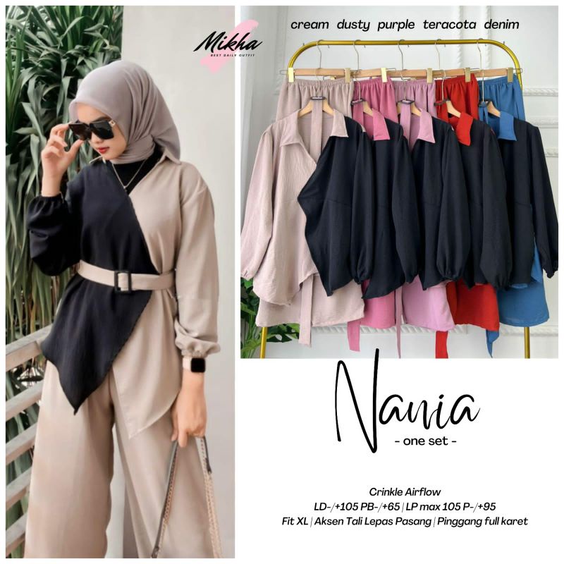 Nania set setelan one set by mikha original fashion solo