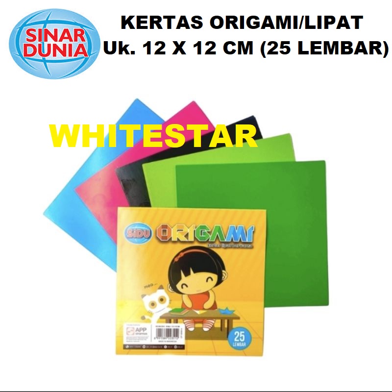 

kertas lipat origami 12 x 12 cm sinar dunia sidu colour paper 1 sisi