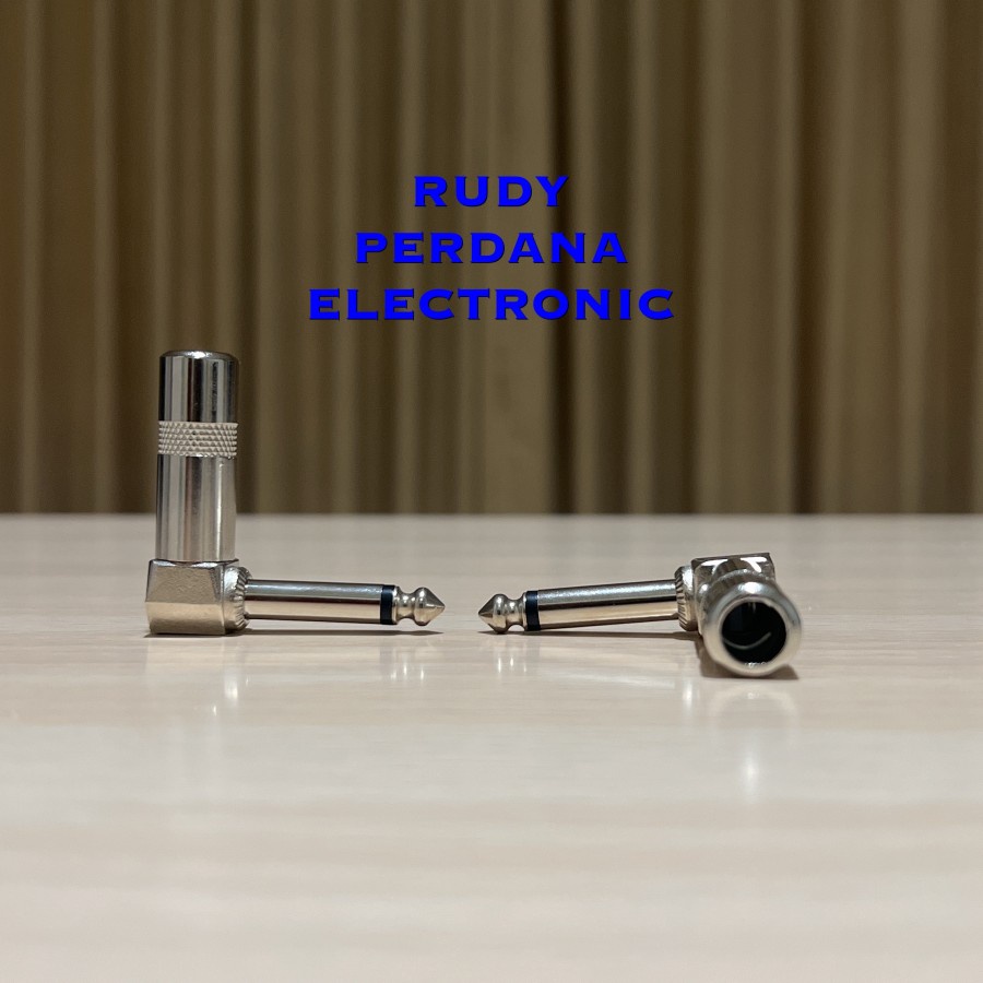 JACK AKAI 6.5MM 6.5 MM MALE COWOK MONO L BESI SILVER GITAR BASS KEYBOARD