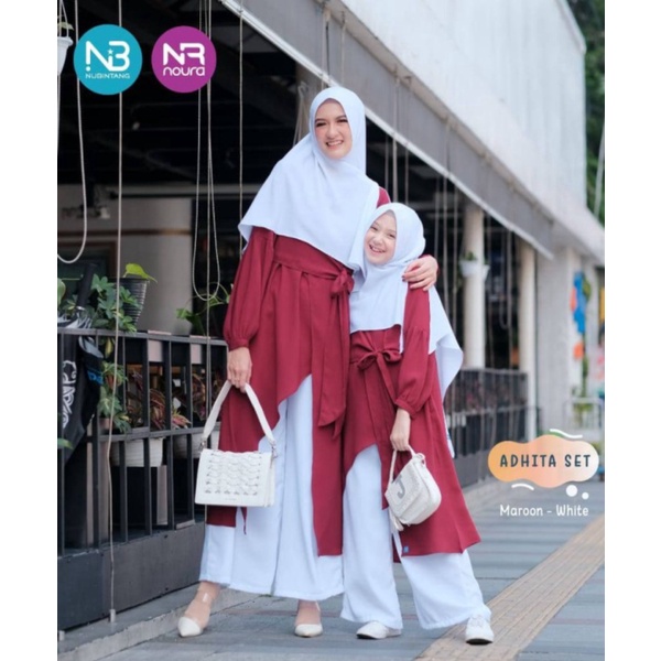 Promo Nubintang Baju setelan anak tunik kulot Jilbab Adhita Series - Marun Putih 6 Murah Berkualitas