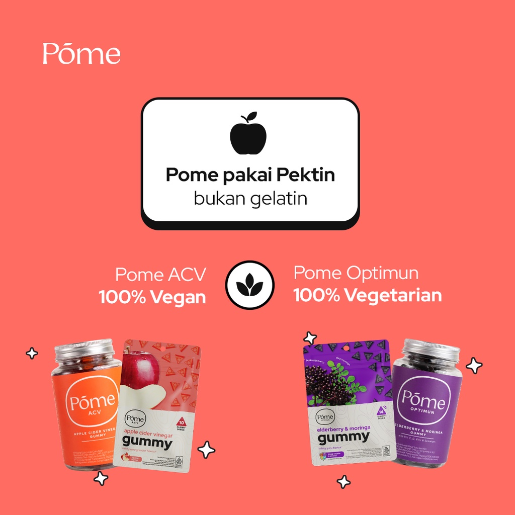 Pome ACV Paket 6 Botol - Vegan Apple Cider Vinegar Gummy