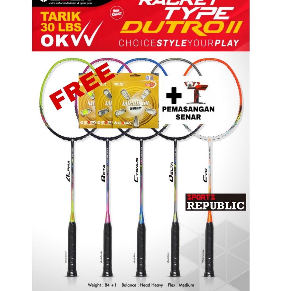 VIRAL FREE SENAR!!! Raket Ebox Dutro II 30 lbs+ senar EBOX + PASANG