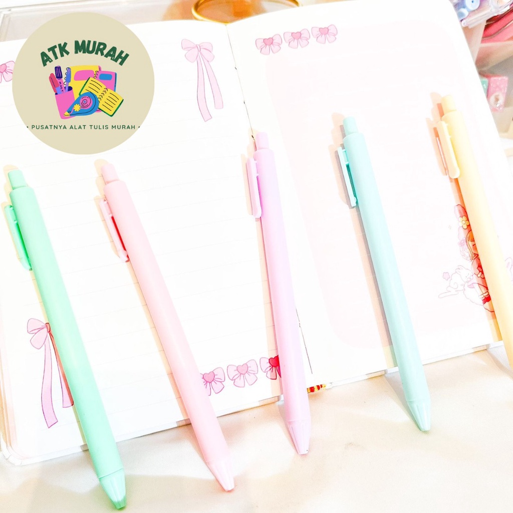 

pulpen mekanik cetek makaron warna warni elegant pen otomatis lucu COD