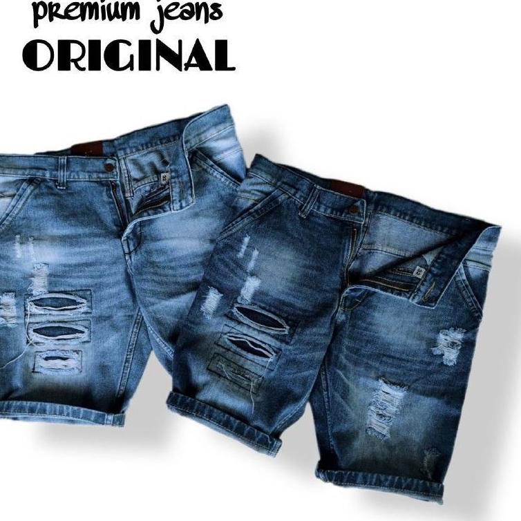 PALING DICARI Celana Jeans Robek Celana Levis JUMBO Pendek Sobek Celana Pendek Distro Pria Terlaris 