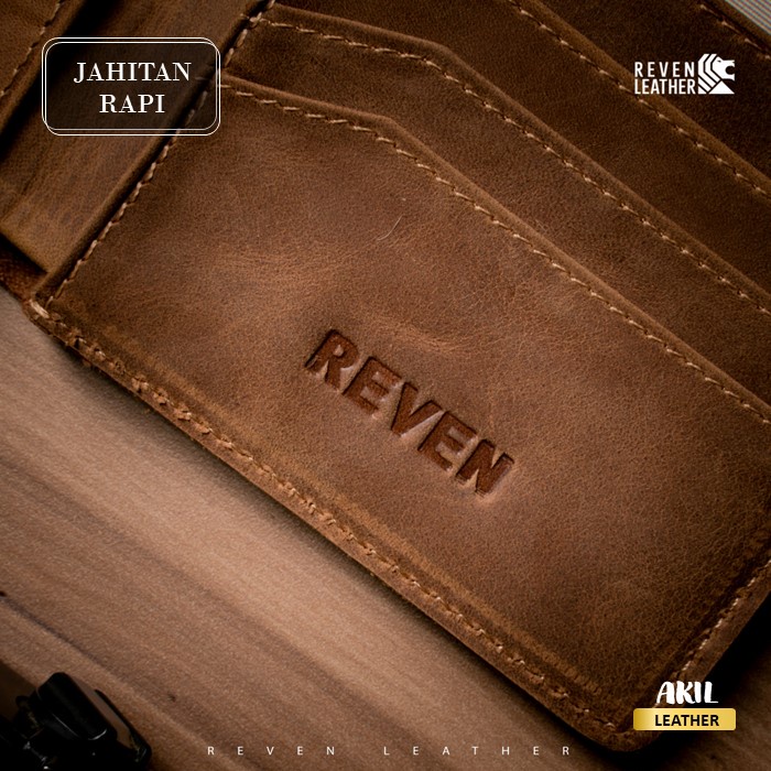 Dompet Lipat Kulit Pria Branded Reven Arjuna Leather Wallet Bahan 100% Kulit Sapi Asli Original Premium Cowok Keren Terbaru